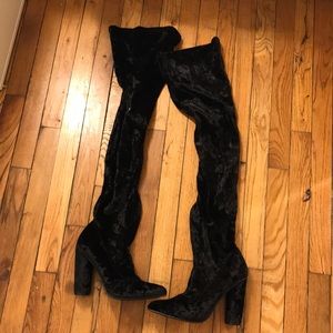 Suede thigh high boots